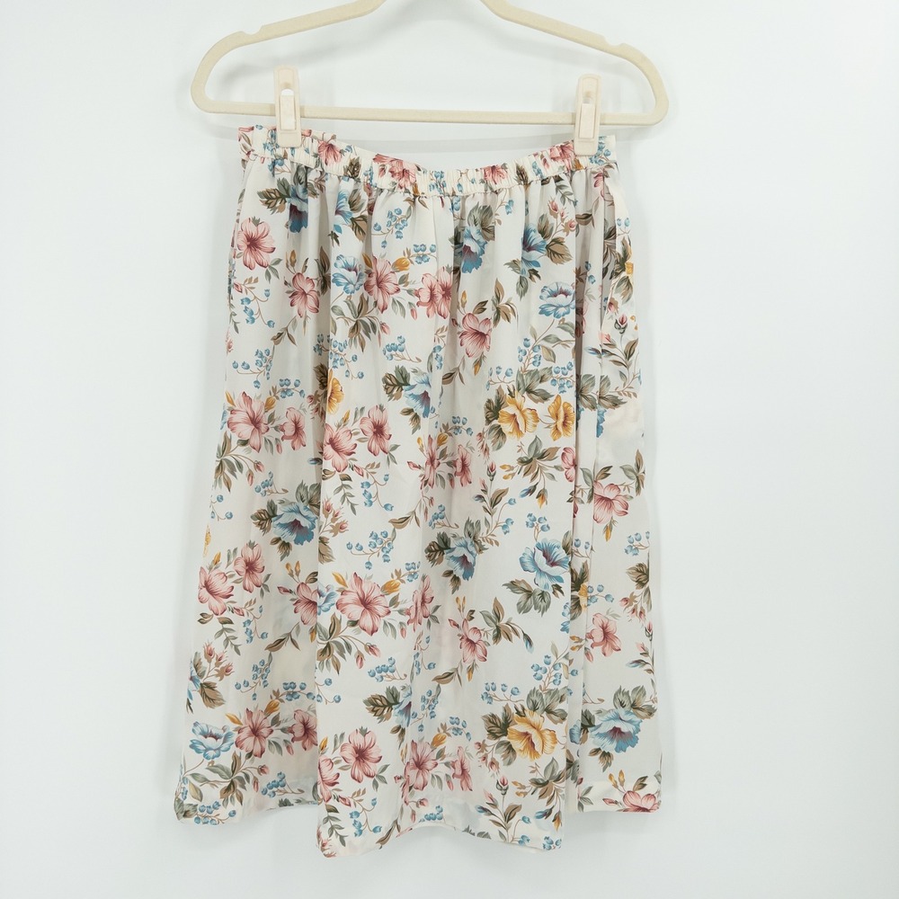 Vintage Alfred Dunner Floral Skirt Womens 8P Pastel Midi Cottagecore Grannycore - Picture 9 of 10